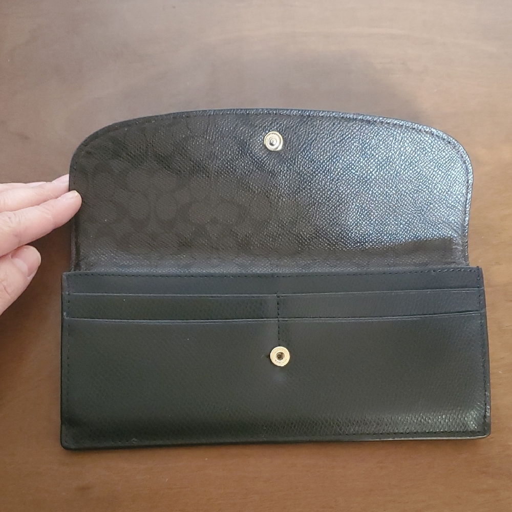 Coach Dark Leather Clutch with Gold Accent - Picture 3 of 8